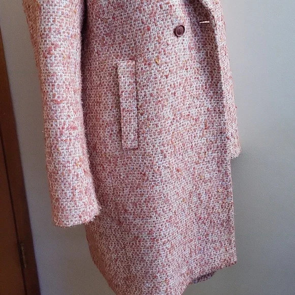 J. Crew Daphne Top Coat Italian Tweed Guava Pink Size 12 - Picture 7 of 11